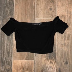 Black off the shoulder crop top